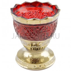 Настольная лампада "Лилия", стекло, красная с золотом; h8.Арт.СЛ-С-006/ЛКЗ