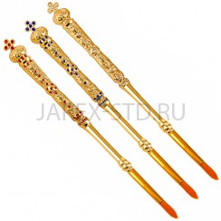 Стрючец для мира, цинковый сплав, искусственный ворс, камни; 3 шт; h22,5.Арт.С-425