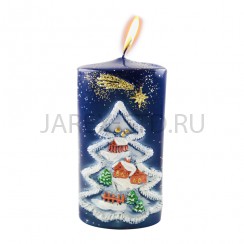 Свеча рождественская, парафиновая "Зимняя"; h15.Арт.СР-РВ/3323