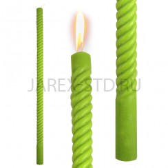 Свеча восковая витая,зеленая; h40.Арт.СВВ-40/зел