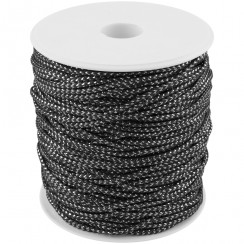 Шнур на бобине, нейлон, чёрный с серебряным люрексом; 90м..Арт.ТН-НЛ-002/ЧС