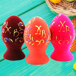 Яйцо пасхальное "ХВ", керамика с флокировкой, цвет в ассортименте; h11.Арт.КРР-012