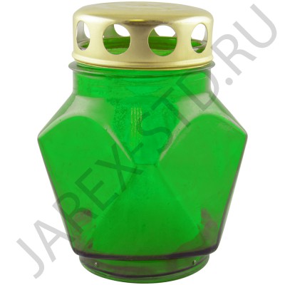 Лампада неугасимая, стекло, металлическая крышка, зелёная; h11.Арт.S-015/059w/XN-202XX