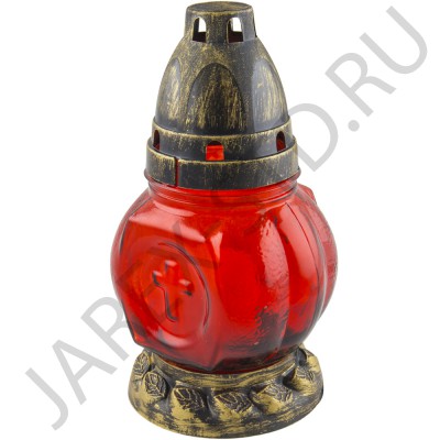 Лампада неугасимая, стекло, пластиковая крышка, красная; h16.Арт.s050wA/XR-205GX