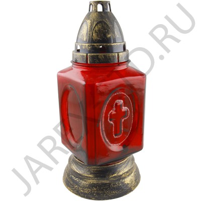 Лампада неугасимая, стекло, пластиковая крышка, красная; h24.Арт.s-046cA/XR-305GX