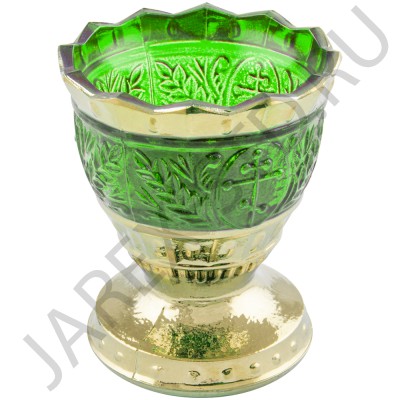 Настольная лампада "Лилия", стекло, зелёная с золотом; h8.Арт.СЛ-С-006/ЛЗЗ
