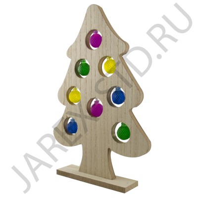 Ёлка рождественская со светящимися игрушками, настольная, дерево; h30.Арт.ЕД-6615-5