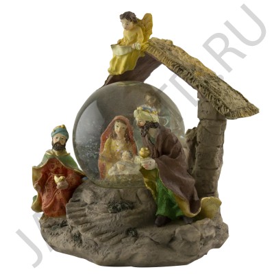Рождественский снежный шар "Святое семейство", полистоун; h22.Арт.П-КР-50777