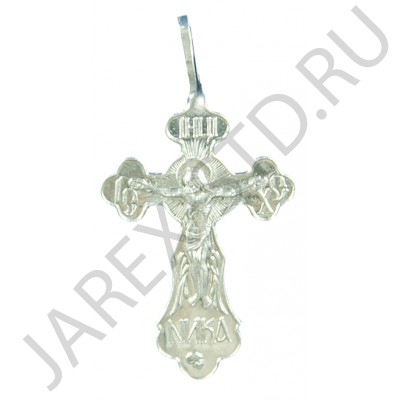 Православный нательный крест, металл, белый; h3,8.Арт.КН-004-6А
