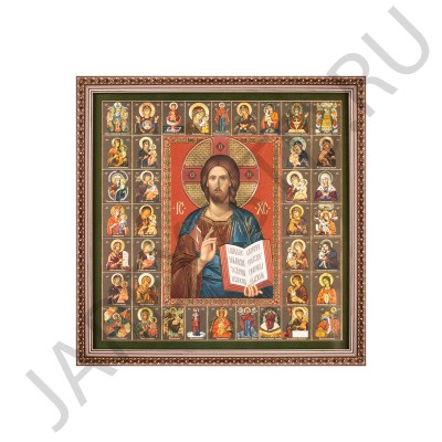 Икона "Спаситель" в подарочной упаковке, багетная рамка, полиграфия; 28,5*28,5.Арт.И-102/133