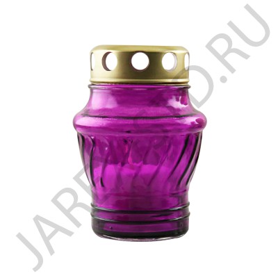 Лампада неугасимая, стекло, металлическая крышка, фиолетовая; h11.Арт.S-094w-XV-202