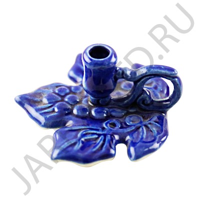 Подсвечник "Лист", керамика, цвет синий; h3,5.Арт.КЦ-026/син