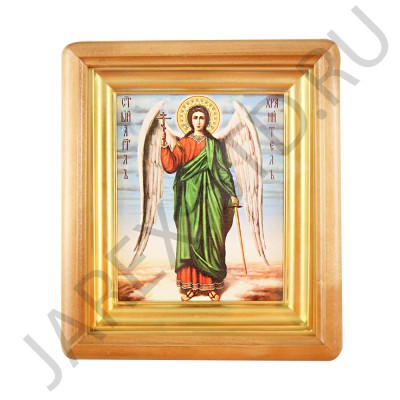 Икона "Ангел Хранитель", светлая деревянная рамка, киот, холст; 25,5*32.Арт.ИХ-2/003