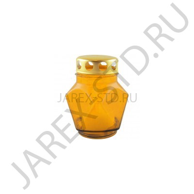 Лампада неугасимая, стекло, металлическая крышка, жёлтая; h11.Арт.S-015/059w/XH-202XX