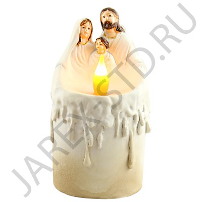 Рождественский вертеп-фонарь "Святое семейство",  подсветка, полистоун; h18.Арт.ПК-Р-Z12J01