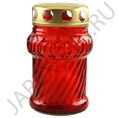 Лампада неугасимая, стекло, металлическая крышка, красная; h13.Арт.S-041w/XR-202XX