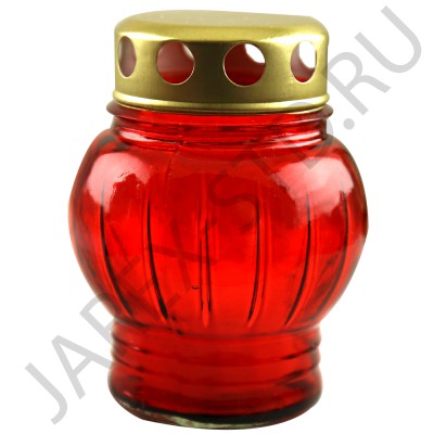 Лампада неугасимая, стекло, металлическая крышка, красная; h11.Арт.С-072в/К
