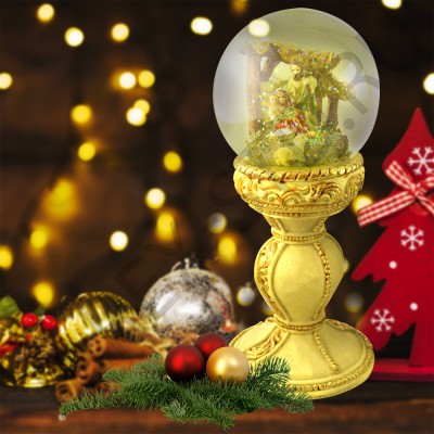 Рождественский снежный шар "Святое семейство", полистоун; h22.Арт.П-КР-50736