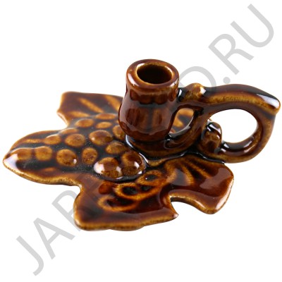 Подсвечник "Лист", керамика, цвет коричневый; h5.Арт.КЦ-018/кор