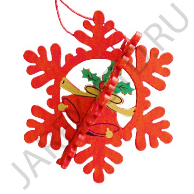 Новогоднее украшение "Снежинка", подвесная, дерево; h9.Арт.ЕУ-С-01/кр