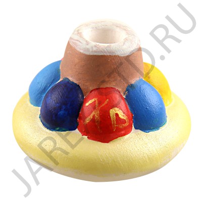 Подсвечник пасхальный "Кулич с яйцами", керамика, цветной; h3.Арт.КЦ-047