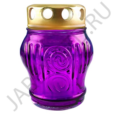 Лампада неугасимая, стекло, металлическая крышка, фиолетовая; h11.Арт.S-210w/XV-202XX