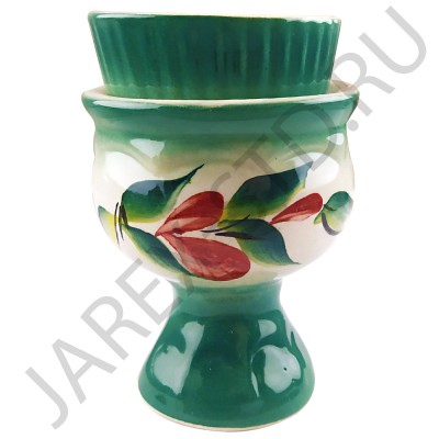 Набор настольная лампада "Кубок", стакан, керамика, цвет зеленый с узором; h11.Арт.КРР-007/зел.