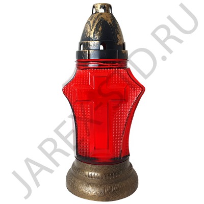 Лампада неугасимая, стекло, пластиковая  крышка, красная; h25.Арт.S-099w/XR