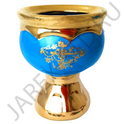 Настольная лампада, керамика, голубаяс зототом; h9.Арт.КЦ-052/гол