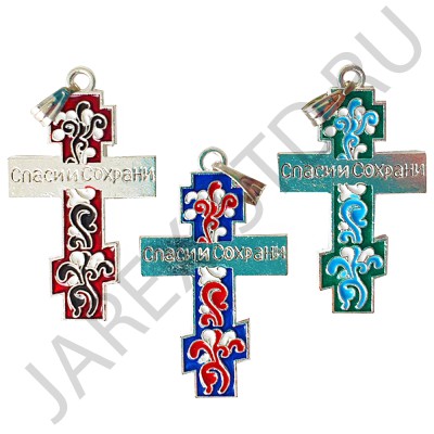 Православный нательный крест, металл, цветная эмаль,  h3.Арт.КН-Э