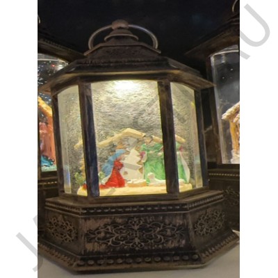 Рождественский вертеп "Святое семейство", с подсветкой, полистоун; h20.Арт.РВ-7352-6