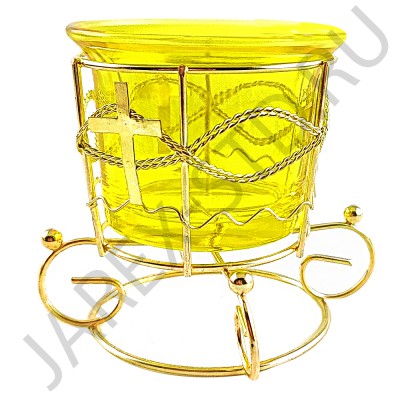 Настольная лампада в металлической оправе, ( комплект: стакан и подстаканник) , желтый, стекло; h7.Арт.ЛН-7034/жел