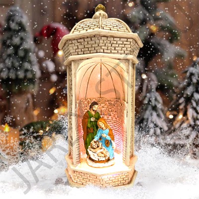 Рождественский вертеп "Фонарь-Святое семейство", с подсветкой, полистоун; h.Арт.РВ-8103-19