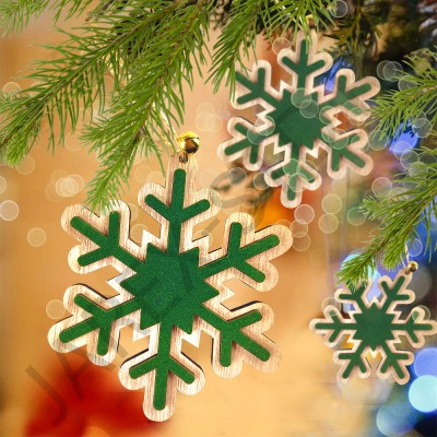 Новогоднее украшение "Снежинка", подвесная, дерево; h.Арт.ЕУ-6941-4
