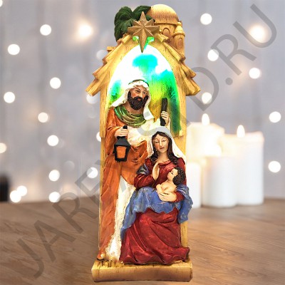 Рождественский вертеп "Святое семейство", полистоун; h29.Арт.РВ-7155-6