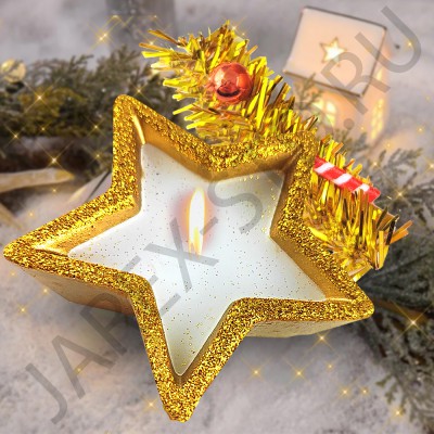 Набор праздничных свечей "Звезда",  парафиновая, золотой цвет; h3,5.Арт.СР-7563-8