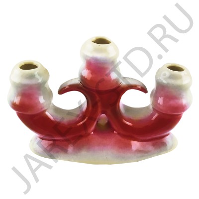Подсвечник, 3-х рожковый, керамика, цвет красный; h6,5.Арт.КЦ-029/кр