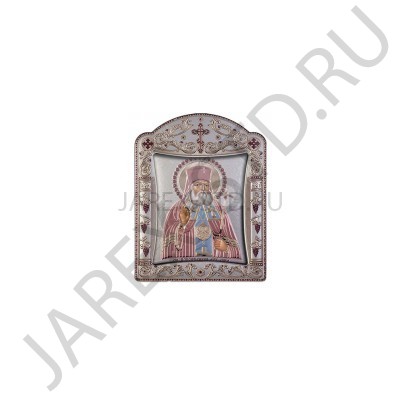 Икона "Святой Лука", фигурная рамка, стекло, напыление серебро&цветная эмаль; 11,3*15,2.Арт.00121TBR6FWNS+GcI1B