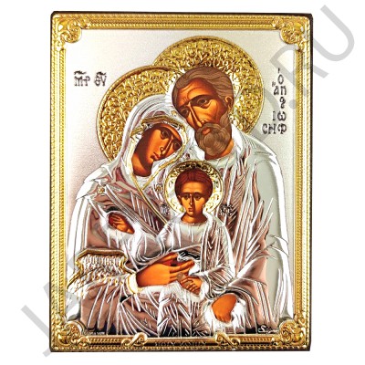 Икона "Святое Семейство", риза металл, рамка мдф, напыление серебро&золото; 8,4*11,2.Арт.ИГД-013