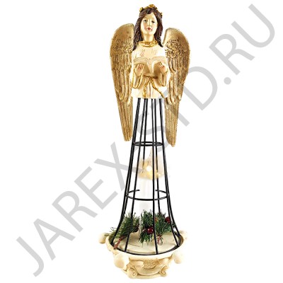 Фигурка "Ангел с книгой", подсвечник со свечой, полистоун; h34.Арт.А-111-1