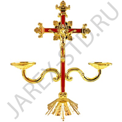 Подсвечник "Крест", на 2 свечи, эмаль, металл; h22,5.Арт.ПМ-К/101