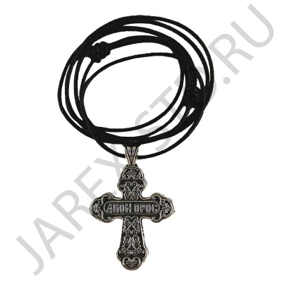 Православный нательный крест на гайтане, металл, дерево; h 43.Арт.КН-4879-32