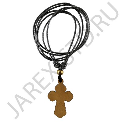 Православный нательный крест на гайтане, металл, дерево; h 43.Арт.КН-4879-30