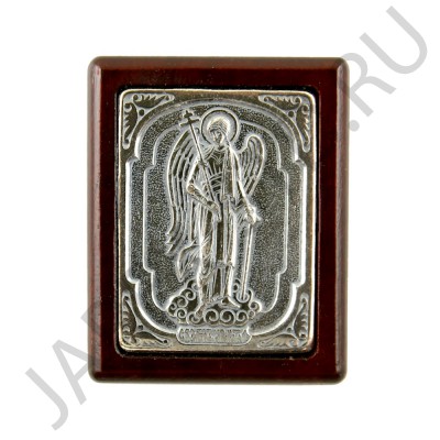 Автомобильная икона "Ангел Хранитель", дерево,серебро,золочение;3,0*4,0.Арт.ОС-004