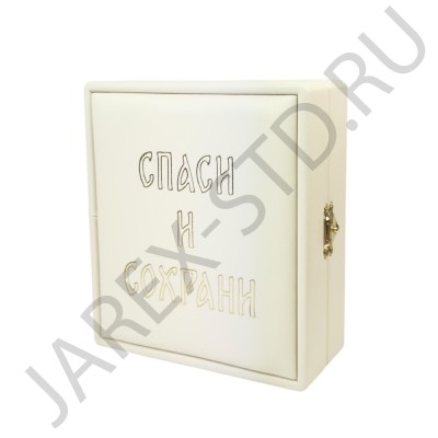 Складень "Спаситель - Казанская", белая  экокожа, багетная рамка; 17*19,5.Арт.СК-К-БГ-1719/бел