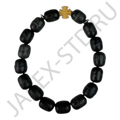 Браслет из ладанного дерева с крестиком, черный.Арт.БЛД/чер