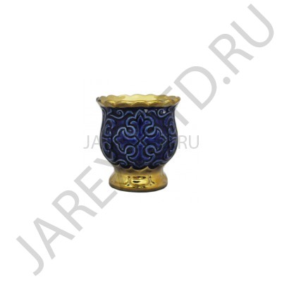 Настольная лампада "Лилия", керамика, синяя с золотом; h7,5.Арт.К-065/С