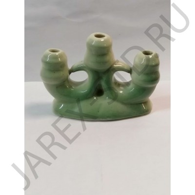 Подсвечник, 3-х рожковый, керамика, цвет зеленый; h6,5.Арт.КЦ-029/зел