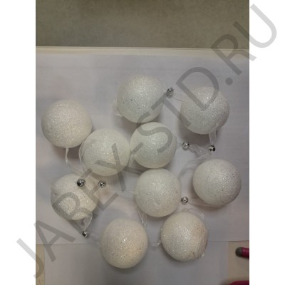 Новогодняя гирлянда "Шары", белый цвет, пластик; l150.Арт.ЕУ-6185/бел