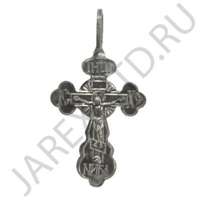 Православный нательный крест, металл, белый; h3,7.Арт.КН-004-4